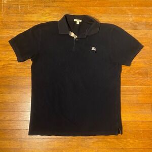 Burberry Brit Mens Polo Shirt Black Cotton Logo Size L